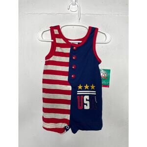 NEW Vintage Healthtex USA Romper One Piece Red White Blue Size 6-9 Months